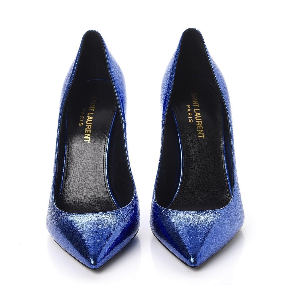 SAINT LAURENT METALLIC CRACKED GOATSKIN ANJA 105 PUMPS 37 (US 7)